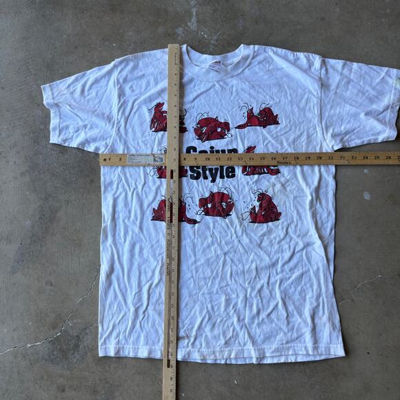 VTG 90S CAJUN STYLE SEX POSITIONS T-SHIRT FUNNY HUMOR GRAPHIC MENS LARGE STAINS - Picture 5 of 7